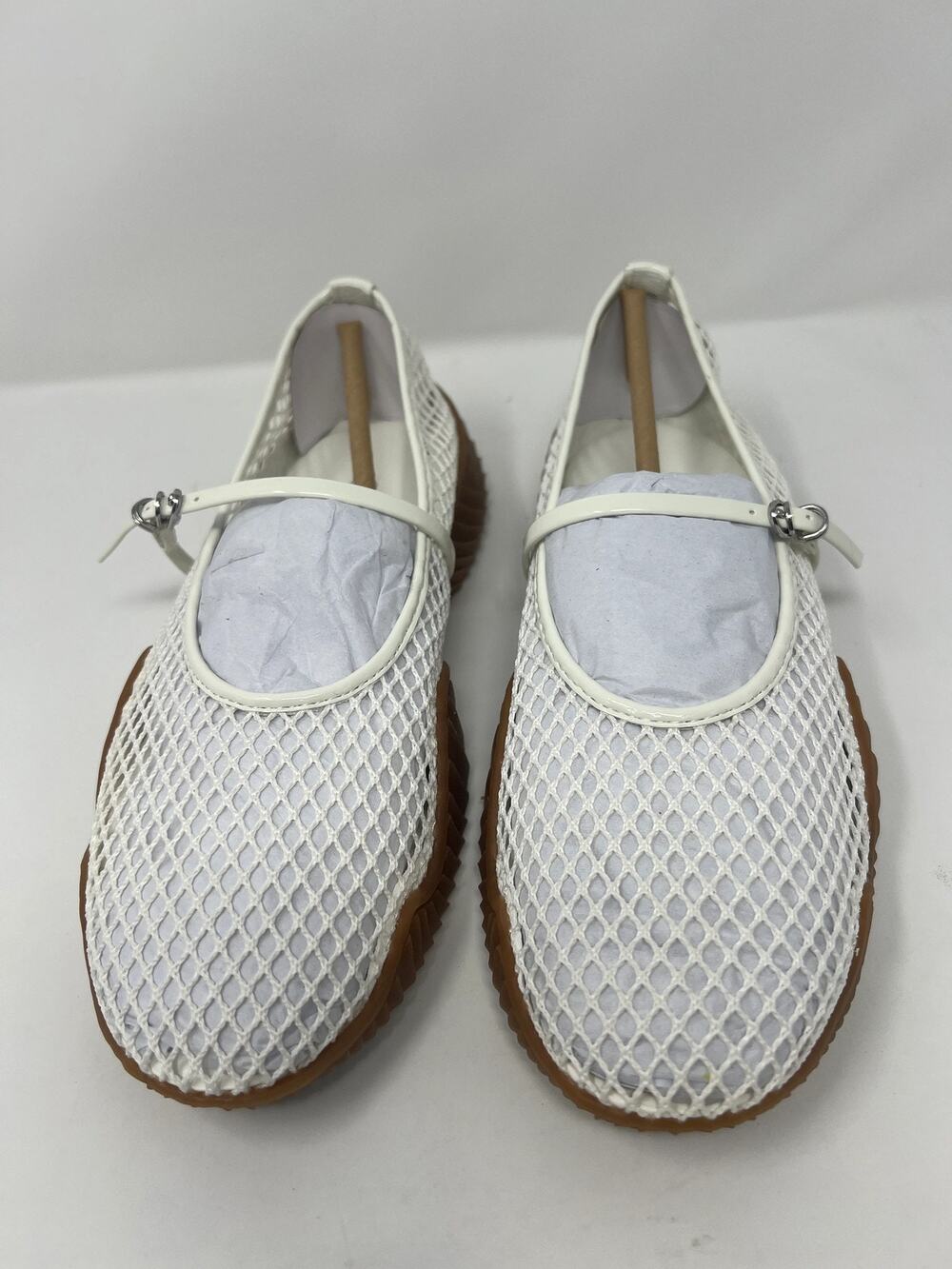 Steve Madden Women's 8.5M Vickee White Mesh Mary Jane Flats